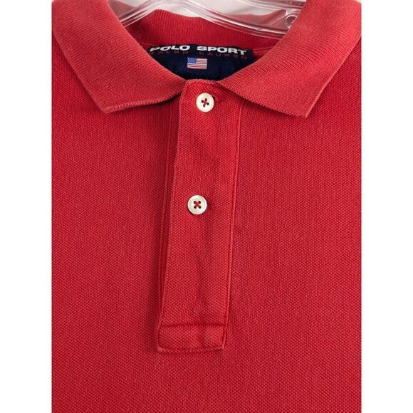 Vintage Ralph Lauren Polo Sport Mens Large Red Short Sleeve Shirt Blue Pony - Picture 5 of 9